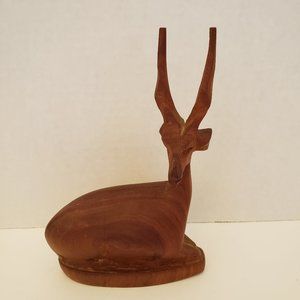 Vintage MCM Carved Wooden Deer Kudu Impala Gazelle
